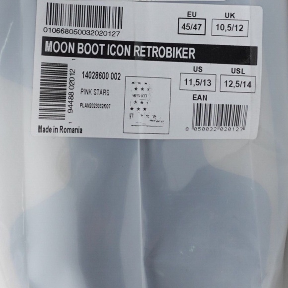 NEW MOON BOOT Icon Retrobiker Snow Boots Men's 11.5-13 / EU 45-47 Blue/White - Picture 9 of 9